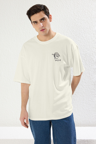 Trendyol Collection Far East Patterned Oversize Cotton T-Shirt - TMNSS23TS00170