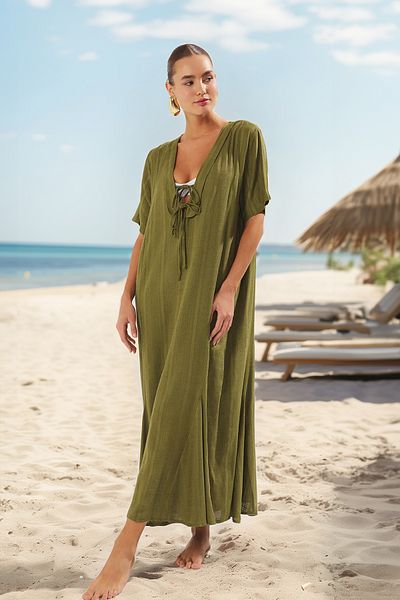 Trendyol Collection Šaty Khaki*001 Plain Relaxed Maxi Woven Stripe 50% viskózní, 50% nylonové šaty