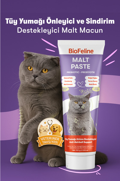 BioFeline Malt Macunu – Tüy Yumağı Önleyici & Sindirim Destekleyici Kedi Malt Macunu 100 g