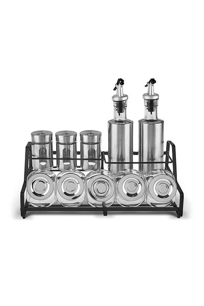 Karaca Flera 10 Piece Oil Pot and Spice Bowl Kitchen Set with Stand