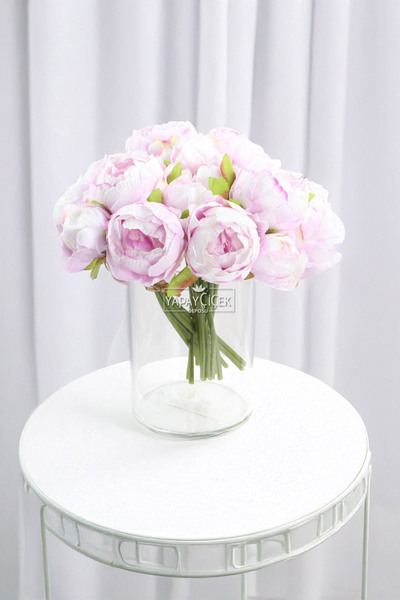 Yapay Çiçek Deposu Изкуствени цветя 6-парчен букет от копринени божури 25 см Лилаво