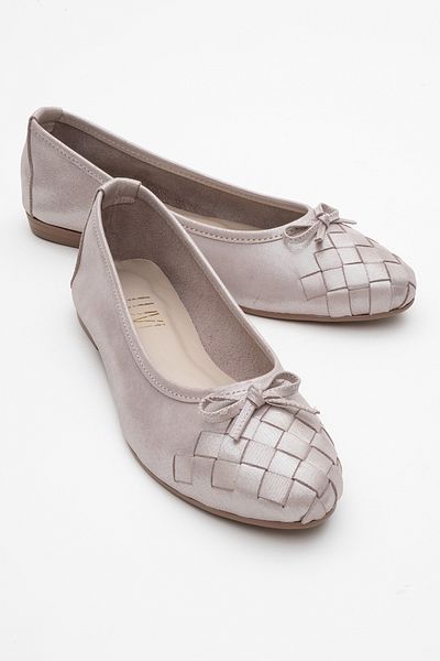 LuviShoes 03 Γυναικεία παπούτσια μπαλαρίνας μπεζ Lurex από γνήσιο δέρμα