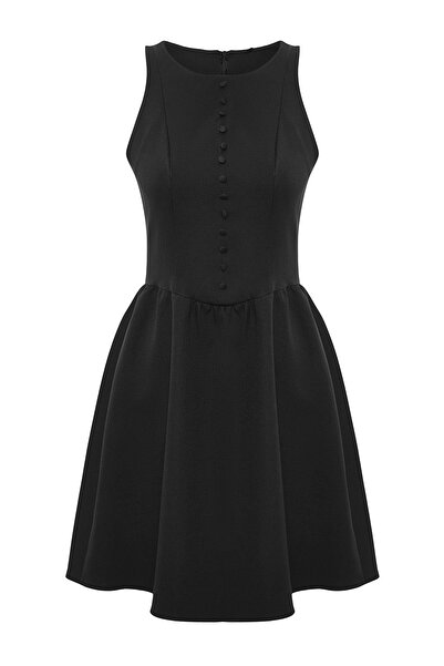 Trendyol Collection Black Button Detail Mini Woven Dress Twoss25El00802