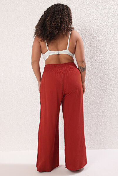 Trendyol Curve Tile Wide Leg High Waist Beach Wear Large Size Pants Tbbss25Ar00000