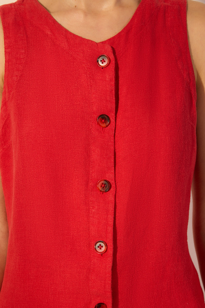 Trendyol Collection 100% Linen Red Fitted Vest - Twoss24Ye00052