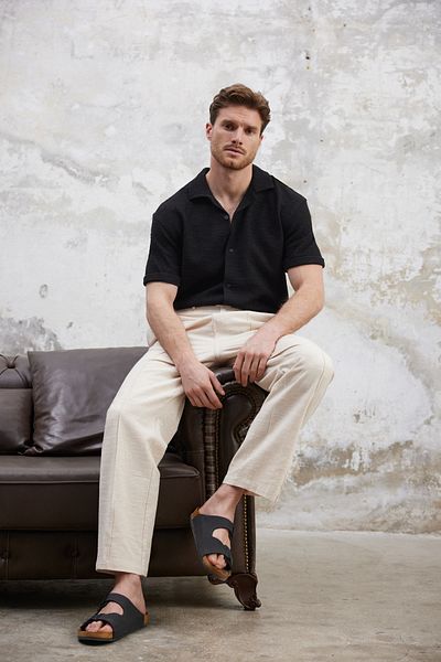 Trendyol Collection Εκρού Φαρδύ λινό βαμβακερό καλοκαιρινό παντελόνι TMNSS25PL00030