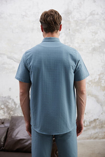 Trendyol Collection Petrol Regular Fit καρό κοντομάνικο πουκάμισο TMNSS25GO00064