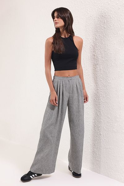 Trendyol Collection Gray Wide Leg Woven Pants Twoss25Pl00107