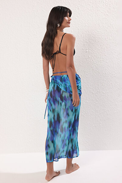 Trendyol Collection Abstraktní vzorované vázání |   Detailní plážové pareo (TBESS25PR00014)