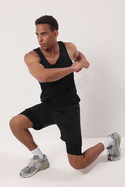 Trendyol Collection Schwarze Quick Dry Running Quick Micropoly Trainings-Fitness-Shorts TMNSS25SR00060