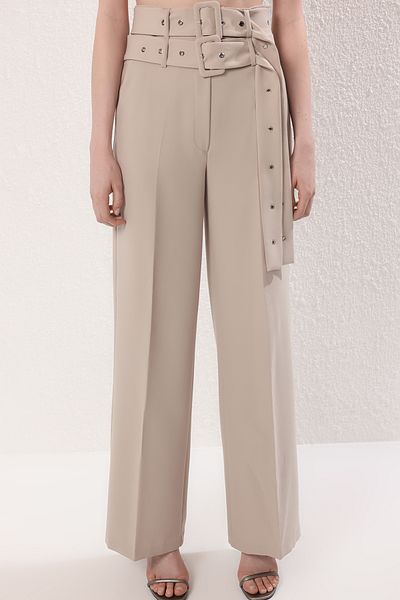 Trendyol Collection Stone Double Belt Detailed Woven Trousers Tprss25Pl00000