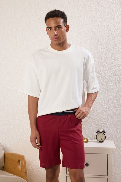 Trendyol Collection Navy-Burgundy Regular Fit 2-Piece Knitted Shorts Tmnss25Sr00045
