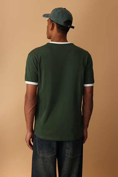 Trendyol Collection Haki Modern Herritage Oversized /Wide Cut 100% Cotton Printed T-Shirt Tmnss25Ts00126