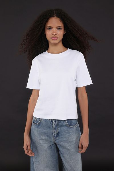 Trendyol Collection Ecru Feather Crew λαιμόκοψη, κοντό μανίκι και T-shirt