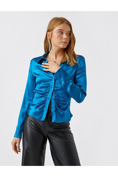 Koton Gathered Satin Shirt