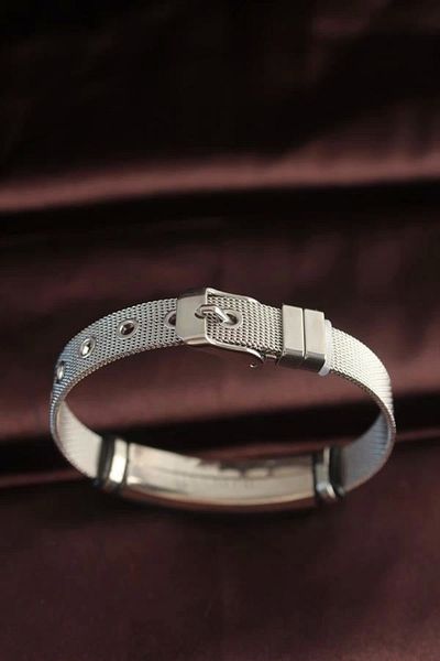 Clariss 316L Steel Black Patterned Adjustable Straw Cord Bracelet