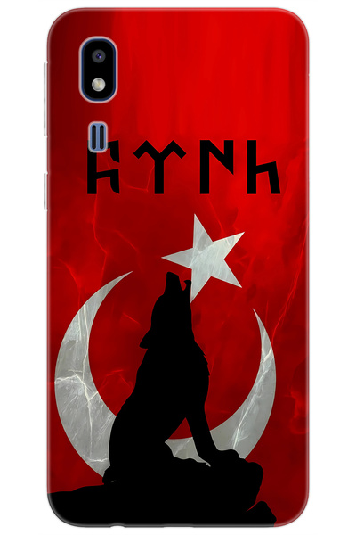 Samsung Galaxy A2 Core (SM-A260F) Compatible Sheath Patterned Silicone Wolf and Göktürk NGO:637 CP-nYoIHAg