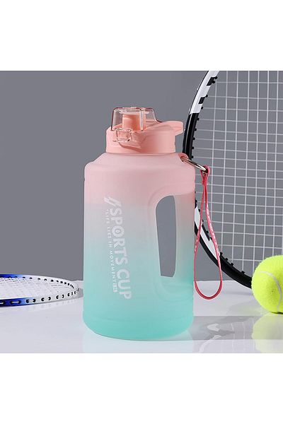 COOYA Water Bottle with Straw,Leak-proof with Time Marker,with Handle,for Outdoor,Sport,Pink,1.5L