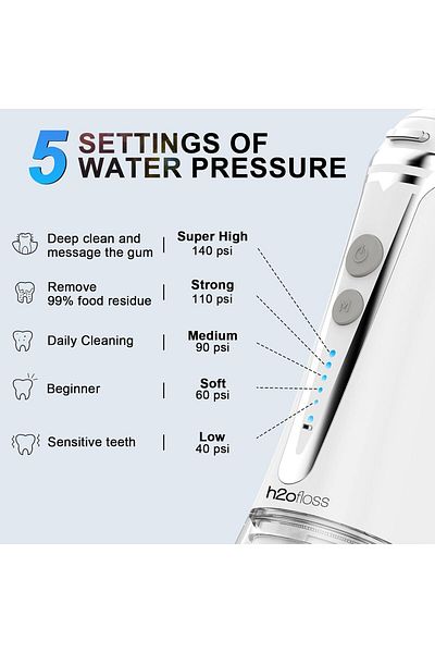 h2ofloss Water Flosser Cordless Professional Dental Oral Irrigator-HF5