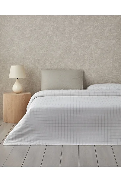 English Home Chic Check Easy-Iron Double Duvet Cover Set 200X220 cm Beige