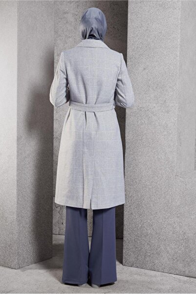 Alvina Plaid Patterned Belted Coat 90550