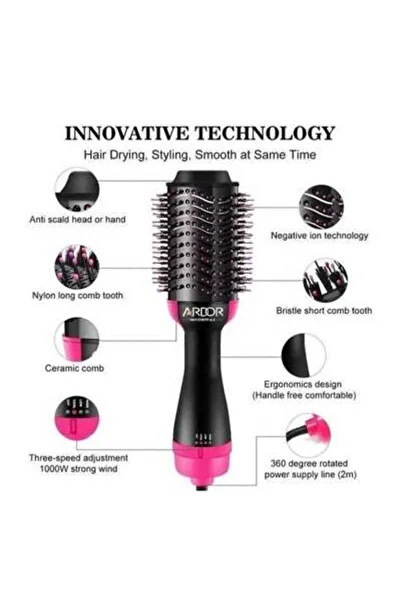 HALAMODO Professional One Step Hair Dryer & Volumizer Black/ Pink