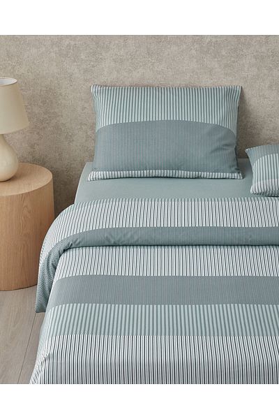 English Home Modern Strip Easy-Iron Double Duvet Cover Set 200X220 cm Green