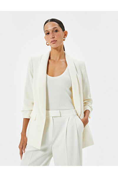 Koton Μπουφάν μπλέιζερ με διπλό στήθος Crepe Fabric 3/4 μανίκι και διπλή τσέπη