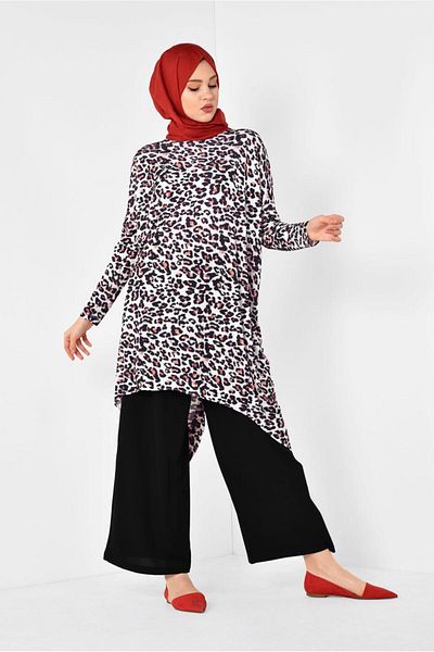 Alvina 4918 Model Leopard Patterned Tunic