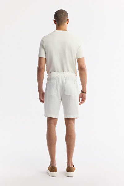 Avva Erkek Beyaz Beli Lastikli %100 Keten Relaxed Fit Şort B003732