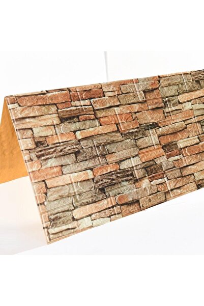 Flippy Σετ 10 πλακιδίων ταπετσαρίας 3D, Flippy, 35 x 38 cm, 3 mm, πολυαιθυλένιο, μοτίβο τούβλου, 1,33 τ.μ., καφέ πέτρα