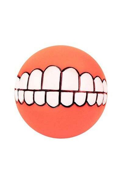 HALAMODO Spherical Pet Tooth Ball Toy Orange/White 7.5cm