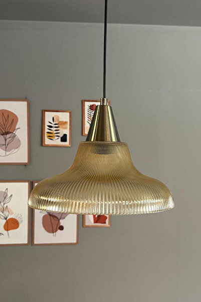 Bamyum Stark Cam Bal Rengi Tekli Avize Eskitme Huni Başlık Retro Sarkıt Lamba...