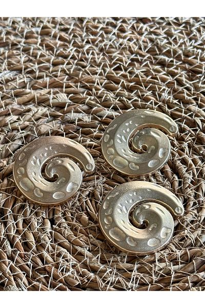 ODDA TASARIM ATÖLYESİ Spiral Model Gold Extra Large Size 3 Button Set (4cm)