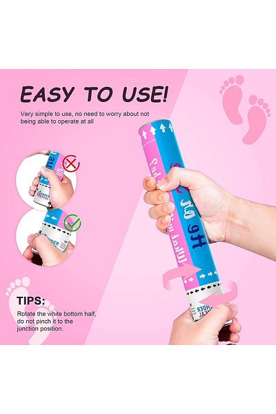 Generic 4 Pices Gender Reveal Powder Cannon Pink Gender Reveal Cannon Ideal For 4 Pink 38 Cm
