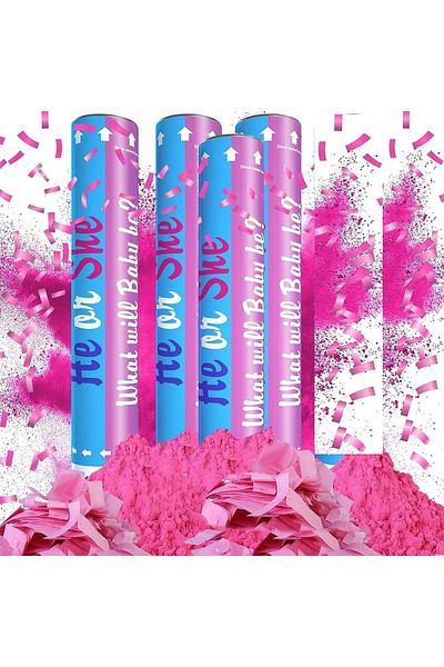 Generic 4 Pices Gender Reveal Powder Cannon Pink Gender Reveal Cannon Ideal For 4 Pink 38 Cm