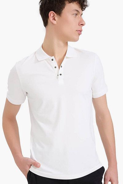 DeFacto Slim Fit Slim Fit κοντομάνικο Basic απλό μπλουζάκι πόλο T5259az25sm