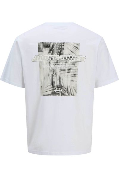 Jack & Jones Tricou JACK &JONES Lido AOP Back Print - 12276629-Bright White