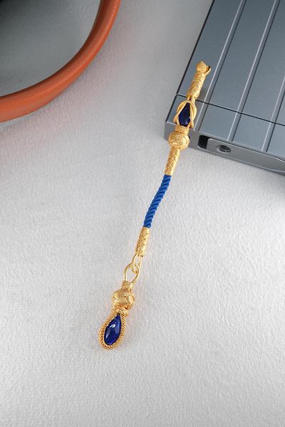 dergah tesbih Silver Kazaziye Whips with Blue Stones