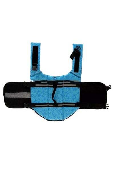 HALAMODO Pet Safety Printed Swimming Life Jacket Blue/Black/Grey M