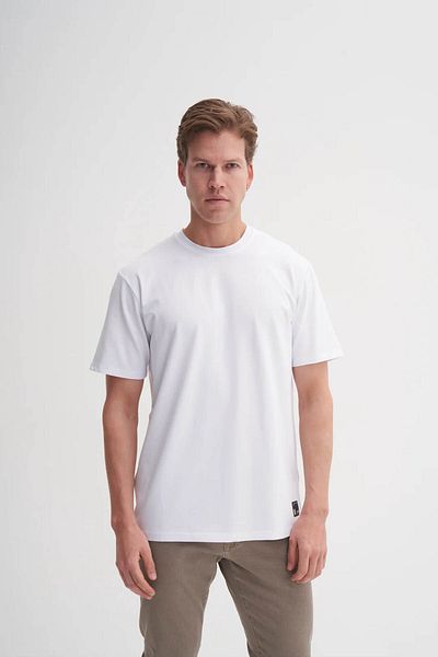 Cazador Crew Neck White Men's T-Shirt 4142
