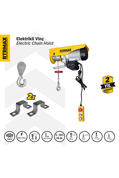 Rtrmax Rtm490 Bakır Sargılı Elektrikli Vinç 1900w - 600/1200
