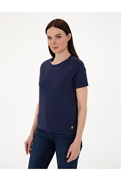 Pierre Cardin Navy Blue Regular Fit Crew Neck Basic T-Shirt 50305766-Vr033