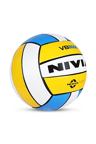 Nivia PU-5000 Volleyball | Yellow&Blue | Size 4 | Hand Stitched, 32Panel,Universal Design, Air Retention