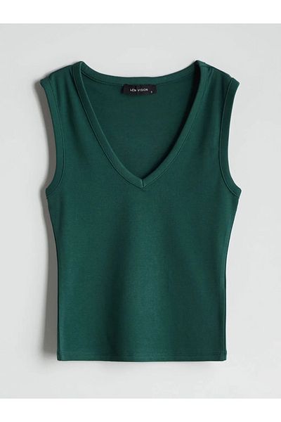 LC Waikiki Lcw Vision Green V-Neck Women's Tank Top