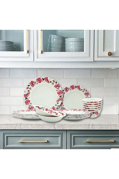 Melrich Melamine 12 Pcs Dinner Set, Dishwasher Safe, 3 Dinner & 3 Soup Plate, 3 Salad & 3 Rice Bowl