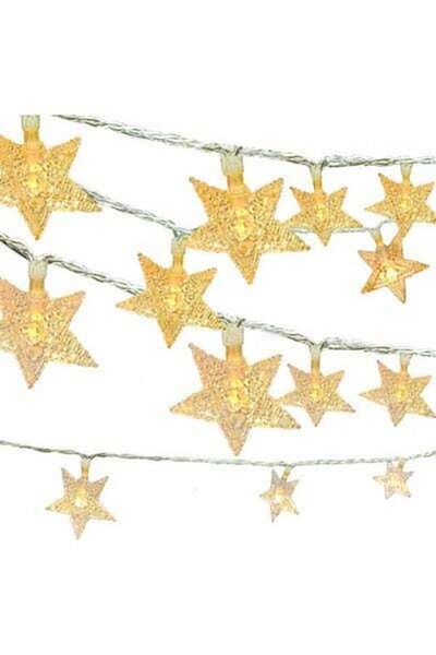 HALAMODO Star 50 Led Star String Lights White/Gold