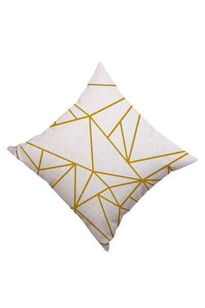 HALAMODO Modern Home Painted Pillow Case Linen White/Yellow