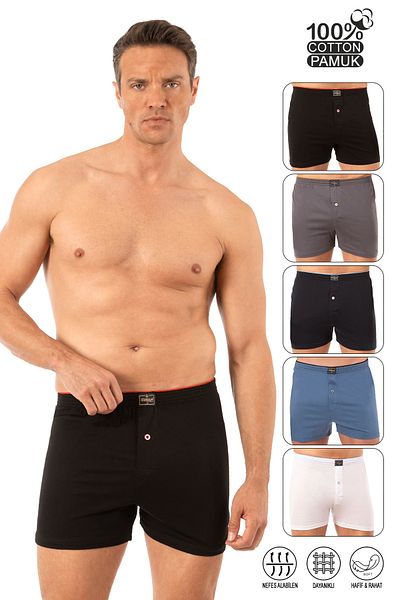 ÖZKAN underwear Özkan 0041 5 Pack Ανδρικά χτενισμένα βαμβακερά κουμπιά με βαμβακερά κουμπιά μικτού χρώματος