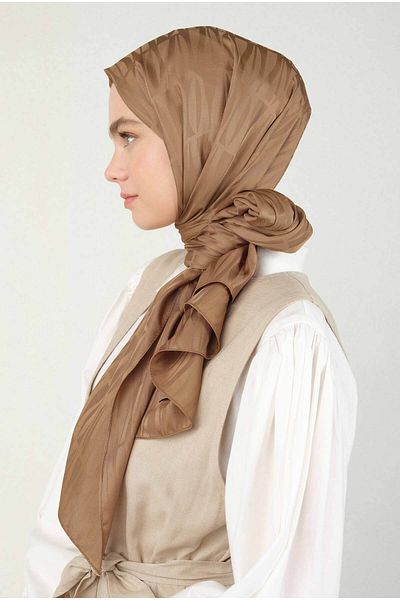 HEQA Jou Pattern Jacquard Shawl, Hazelnut Shell